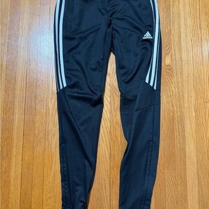 Adidas Kids Black Joggers with White Stripes